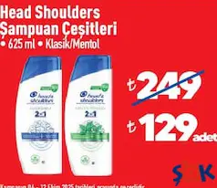 HEAD & SHOULDERS ŞAMPUAN ÇEŞİTLERİ 625 ML